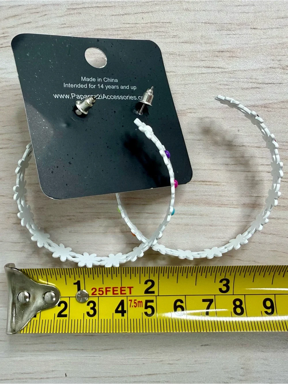 paparazzi White Daisy Hoop Earrings with Multicolor Accents